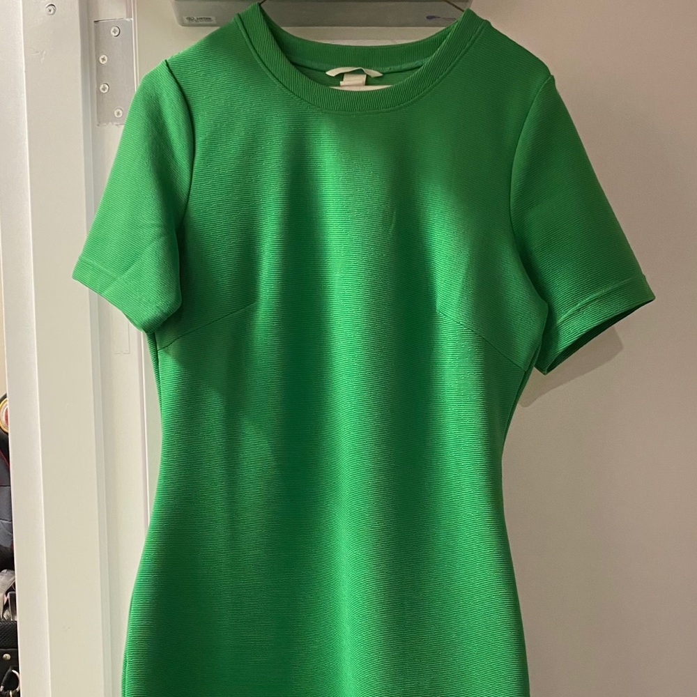 Green H&M Short Sleeve Textured Dress
